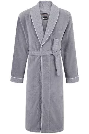 HUGO BOSS Cotton-velvet dressing gown with textured cotton trims