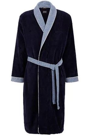 HUGO BOSS Homem Noite & Conforto - Cotton-velvet dressing gown with structured contrast trims