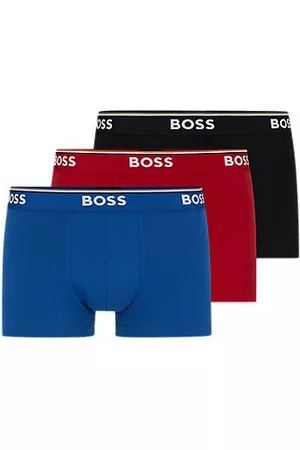 HUGO BOSS Conjunto de três boxers de algodão elástico com logótipo na cintura