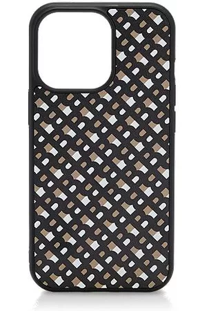 HUGO BOSS Homem Phones - Leather-covered iPhone Pro case with all-over monograms