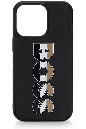 HUGO BOSS Leather-covered iPhone Pro case with signature-stripe logo
