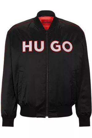 HUGO BOSS Relaxed-fit bomber jacket in satin with embroidered logo