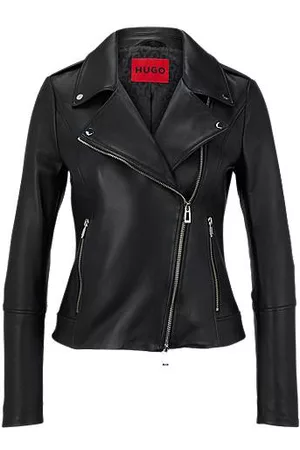HUGO BOSS Eather regular-fit biker jacket with asymmetric zip