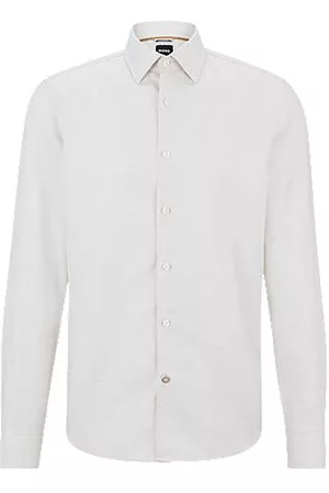 HUGO BOSS Casual-fit shirt in a linen blend with cotton
