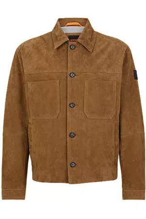 HUGO BOSS Regular-fit shirt-style jacket in suede