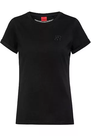 HUGO BOSS Cotton-jersey slim-fit T-shirt with stacked logo