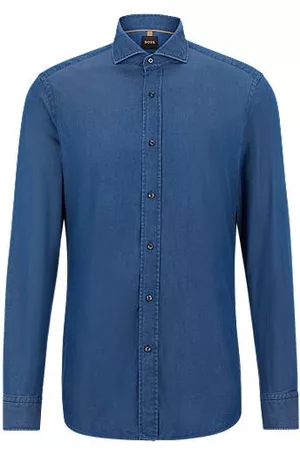 HUGO BOSS Homem Camisas Slim Fit - Slim-fit shirt in pure-cotton denim