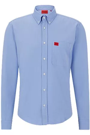 HUGO BOSS Oxford-cotton slim-fit shirt with woven logo label