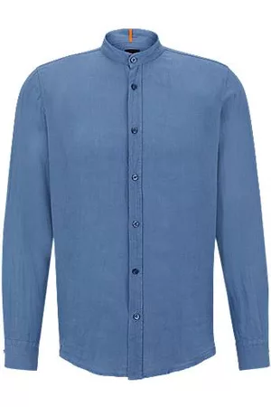 HUGO BOSS Regular-fit shirt in pure linen with signature detail