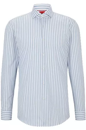 HUGO BOSS Striped slim-fit shirt in organic-cotton poplin