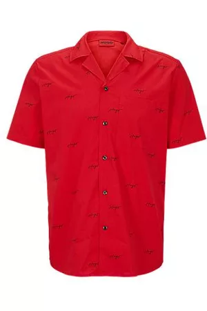HUGO BOSS Relaxed-fit shirt in printed cotton poplin