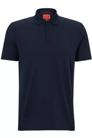HUGO BOSS Cotton-blend jersey polo shirt with zip collar