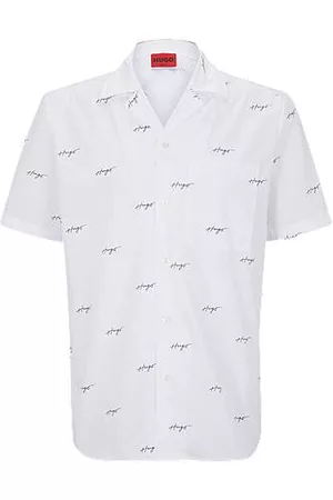 HUGO BOSS Relaxed-fit shirt in printed cotton poplin