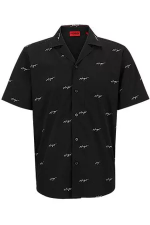 HUGO BOSS Relaxed-fit shirt in printed cotton poplin