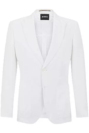 HUGO BOSS Slim-fit jacket in linen with peak lapels