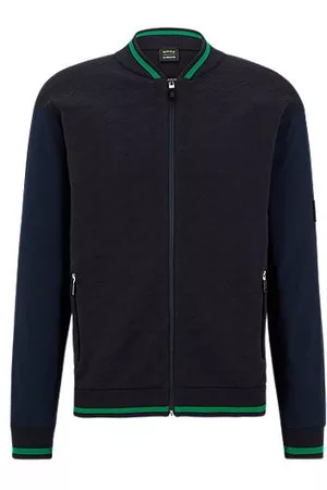 HUGO BOSS X AJBXNG relaxed-fit knitted bomber jacket with monogram jacquard