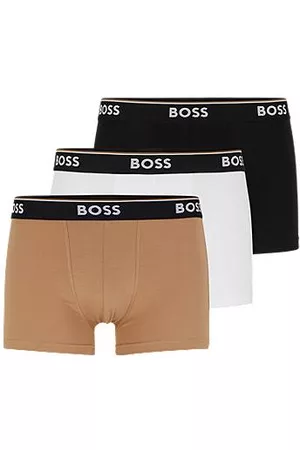 HUGO BOSS Homem Camisolas Interiores - Three-pack of stretch-cotton trunks with logo waistbands
