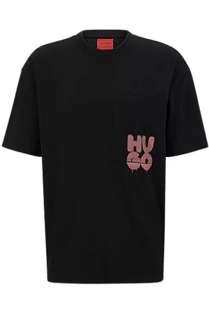 HUGO BOSS Homem T-shirts - Cotton-jersey T-shirt with graffiti-inspired stacked logo