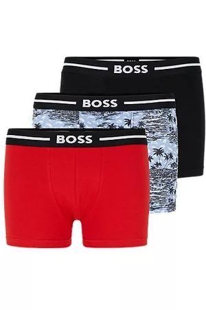 HUGO BOSS Three-pack of stretch-cotton trunks with logo waistbands