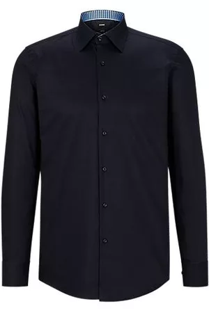 HUGO BOSS Homem Camisas Slim Fit - Slim-fit shirt in easy-iron cotton poplin
