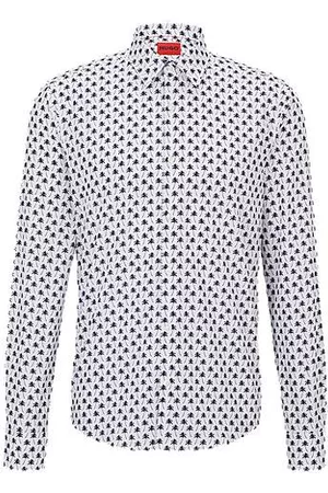 HUGO BOSS Homem Camisas Slim Fit - Slim-fit shirt in printed cotton poplin