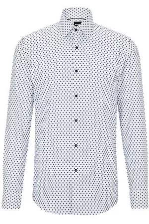 HUGO BOSS Homem Camisas Slim Fit - Slim-fit shirt in printed Italian Oxford cotton