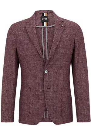 HUGO BOSS Homem Blazers slim fit - Slim-fit jacket in patterned linen and virgin wool
