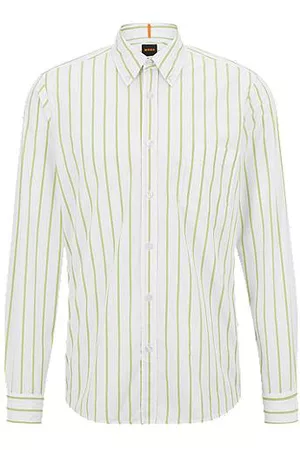 HUGO BOSS Regular-fit shirt in striped cotton poplin