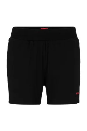 HUGO BOSS Calções de ajuste descontraído em jersey elástico com logótipo estampado