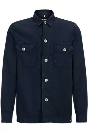 HUGO BOSS Homem Camisas Casual - Relaxed-fit shirt-style jacket in pure linen