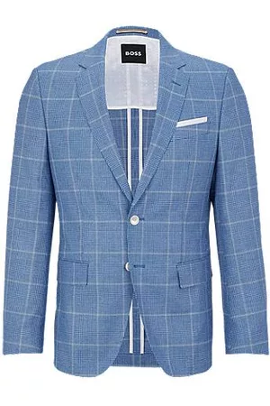 HUGO BOSS Homem Blazers slim fit - Slim-fit jacket in checked cloth with partial lining