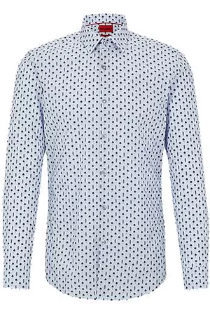 HUGO BOSS Slim-fit shirt in micro-printed cotton poplin