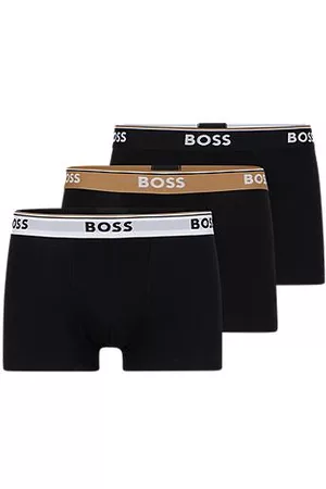 HUGO BOSS Homem Camisolas Interiores - Three-pack of stretch-cotton trunks with logo waistbands