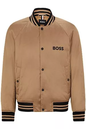 HUGO BOSS Satin bomber jacket with stripes and branding