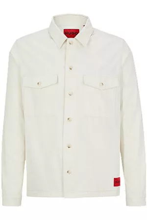 HUGO BOSS Oversized-fit overshirt in organic cotton with logo label