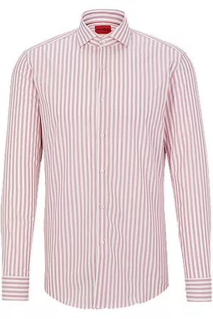 HUGO BOSS Striped slim-fit shirt in organic-cotton poplin