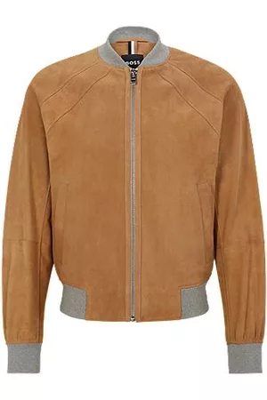 HUGO BOSS Goat-suede perforated jacket bonded with jersey
