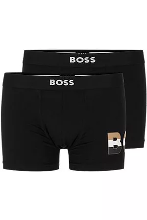 HUGO BOSS Two-pack of stretch-cotton trunks with logo waistbands