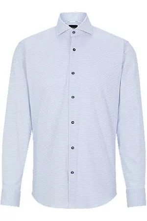 HUGO BOSS Regular-fit shirt in easy-iron structured stretch cotton
