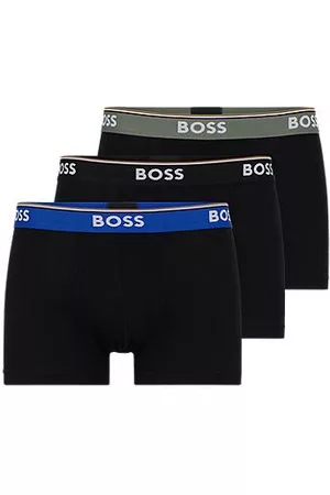 HUGO BOSS Three-pack of stretch-cotton trunks with logo waistbands
