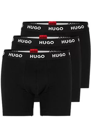 HUGO BOSS Homem Boxers de Algodão - Three-pack of stretch-cotton boxer briefs with logo waistbands