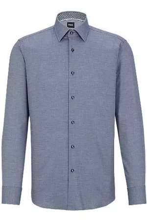 HUGO BOSS Slim-fit shirt in easy-iron structured stretch cotton
