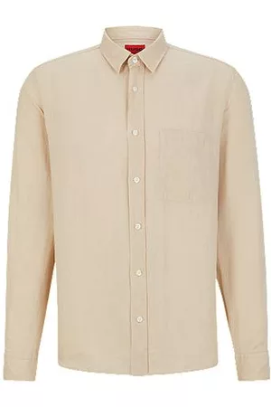 HUGO BOSS Relaxed-fit long-sleeved shirt in pure linen