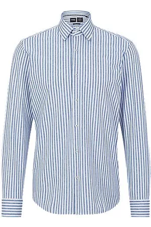 HUGO BOSS Regular-fit shirt in striped performance-stretch Italian fabric