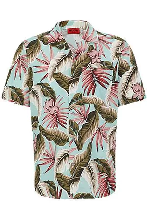 HUGO BOSS Relaxed-fit shirt in floral-print cotton poplin