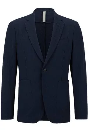 HUGO BOSS Homem Blazers slim fit - Slim-fit jacket in performance-stretch seersucker