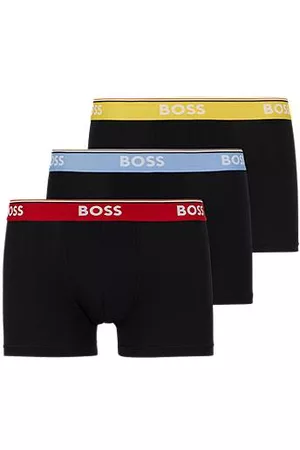 HUGO BOSS Homem Camisolas Interiores - Three-pack of stretch-cotton trunks with logo waistbands