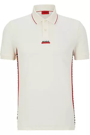 HUGO BOSS Cotton-piqué polo shirt with stripes and logos