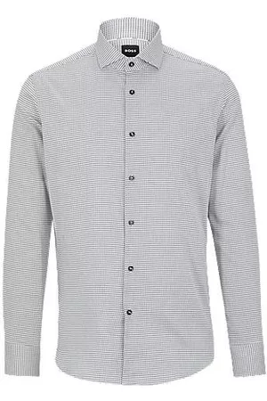 HUGO BOSS Homem Camisa Formal - Regular-fit shirt in easy-iron structured stretch cotton
