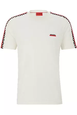 HUGO BOSS Homem T-shirts & Manga Curta - Organic-cotton T-shirt with stripes and branding